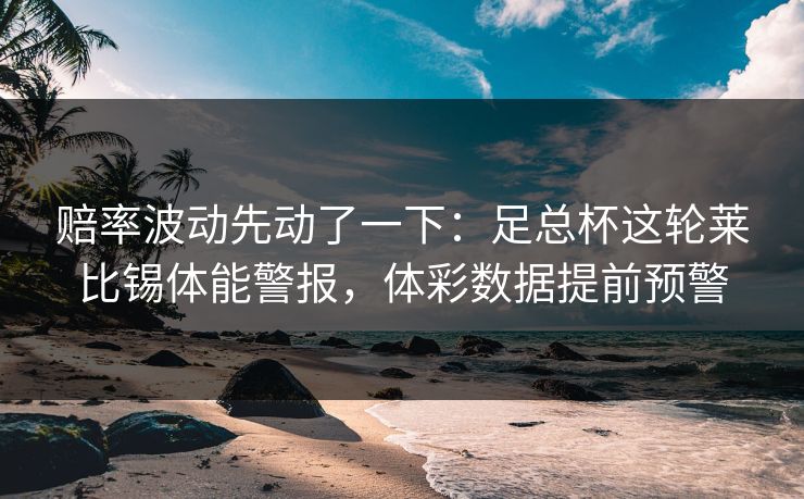 赔率波动先动了一下：足总杯这轮莱比锡体能警报，体彩数据提前预警