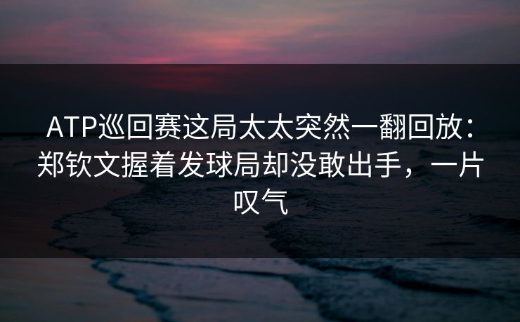 ATP巡回赛这局太太突然一翻回放：郑钦文握着发球局却没敢出手，一片叹气